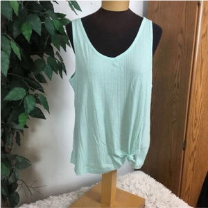 SO double V Neck knotted front tank Woman’s Juniors XL hush turquoise